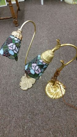 Two Gooseneck Solid Brass Lamps