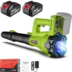 Leaf Blower Cordless with 2 x 4.0 Ah Battery and Charger, 160MPH/580CFM High Power Lightweight Handheld Electric Snow Blower with 2 Extended Tubes for