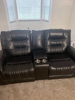 Brown manual Reclining Living Room / Home Theater Set – Wireless Charging & Cup Holders – $800 OBO