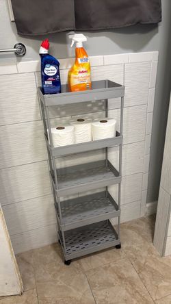 5-Tier Rolling Storage Cart Gray