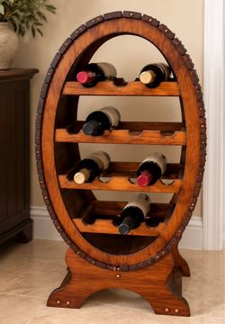 MOVING SALE | Vintage French Wine Barrel Rack | 14 Bottles