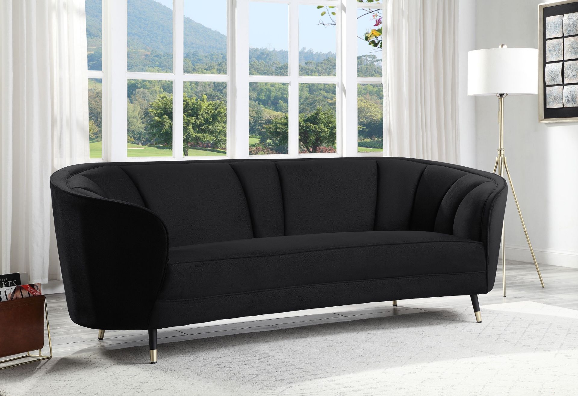 free returns ART DECO 2 VIBE Pass BLACK VELVET SOFA SILLON NEGRO for
