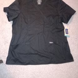 Cherokee Work Wear Scrub Top Black XL