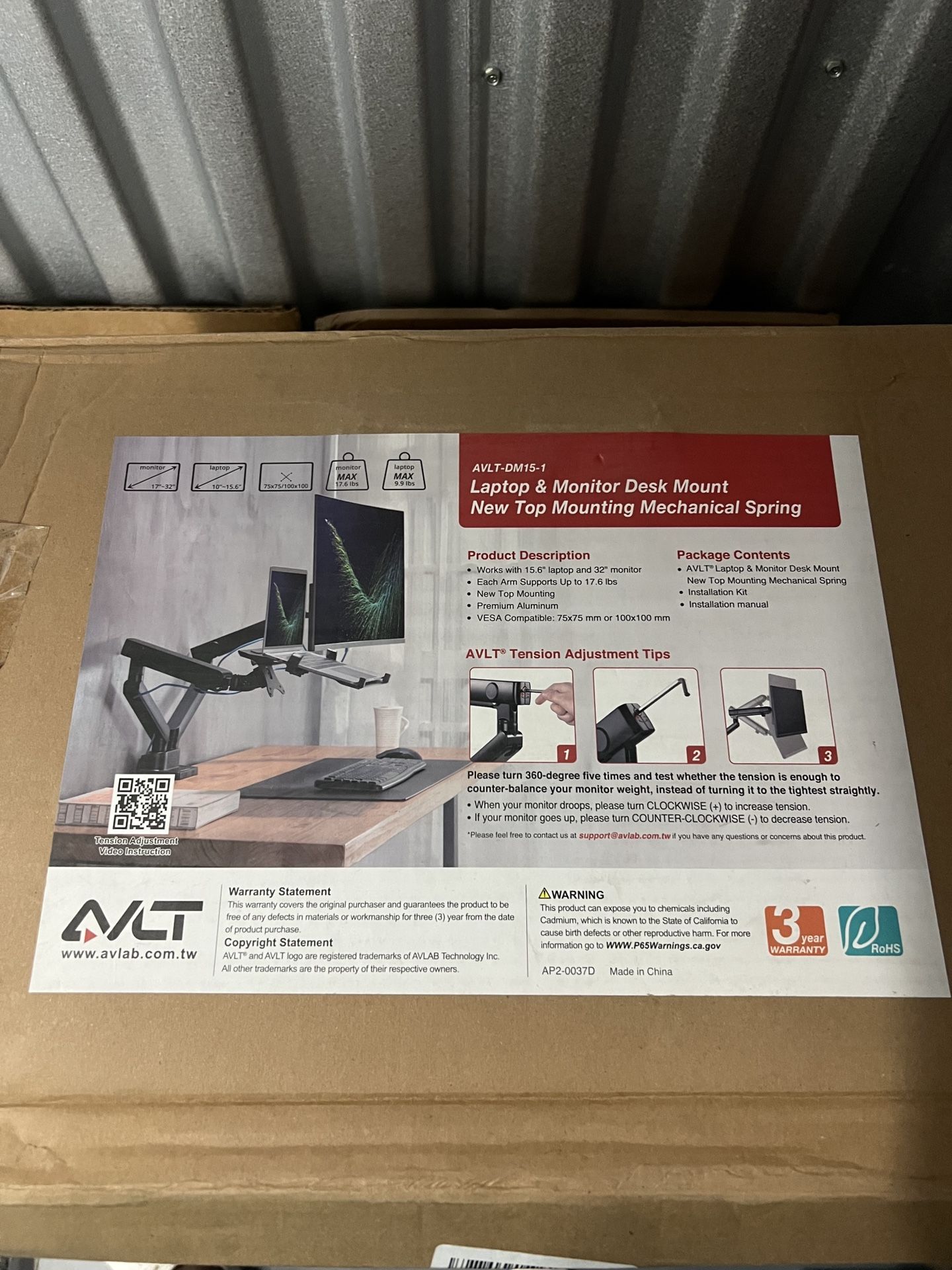 Laptop & Computer Monitor Arm Dual Desk Mount Black