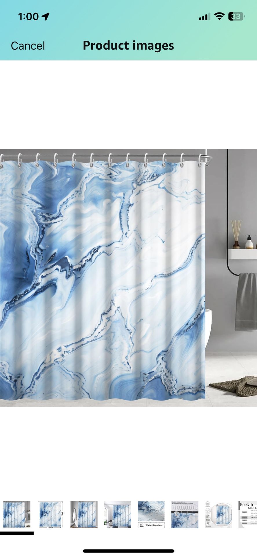 blue marble shower curtain with hooks