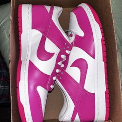 Dark pink and white Dunks