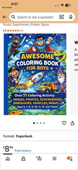 Coloring book for boys - ninjas dinosaur pirates
