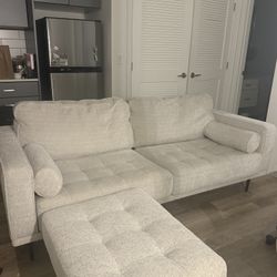 Ashley Furniture Caladeron Chenille Sofa and Ottoman