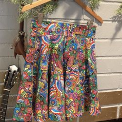 Floral Vintage Skirt Super Flared Size S Inseam 14 High Waisted Knee Length