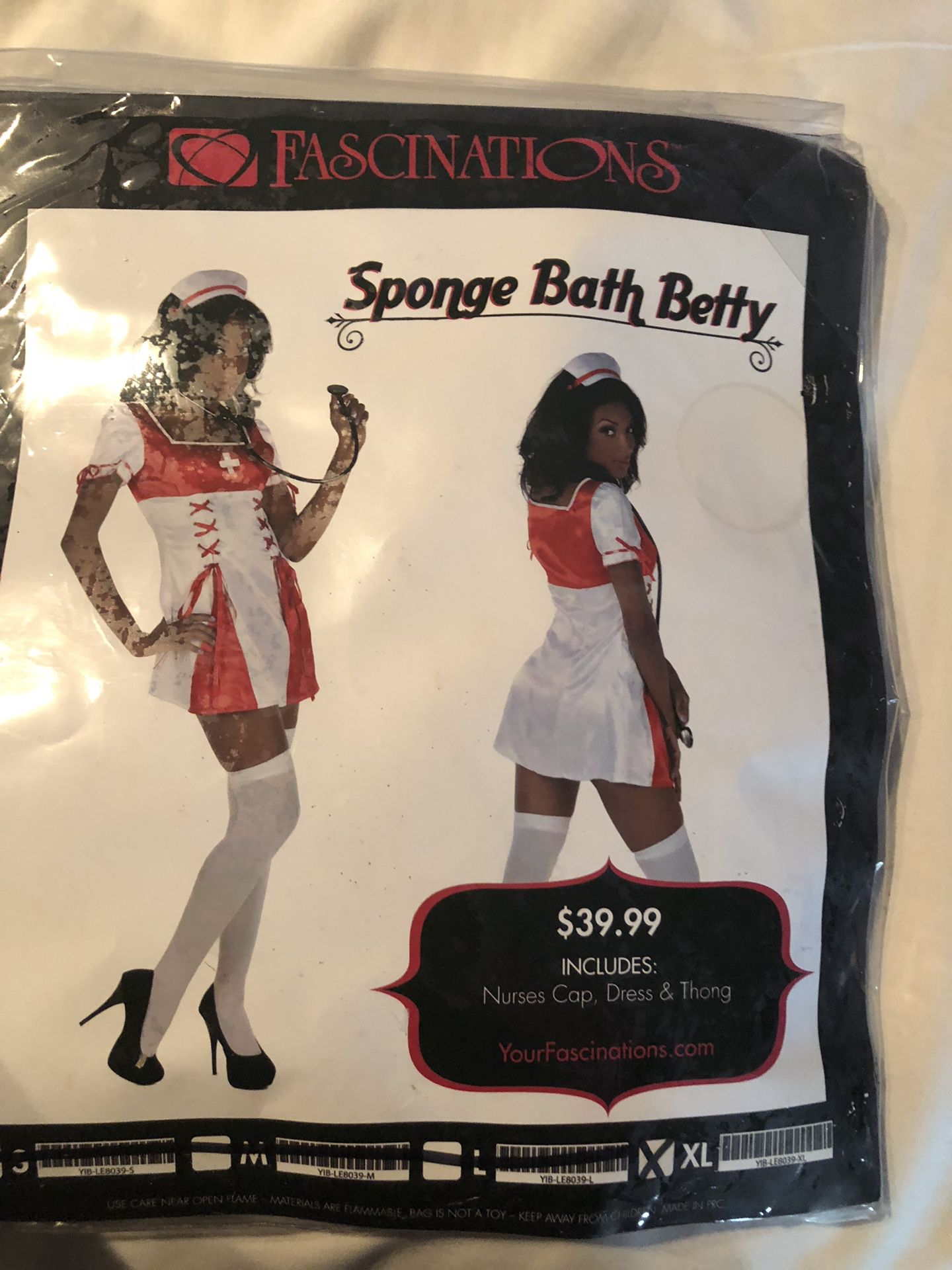 Halloween Costume sponge bath Betty nurses outfit xl