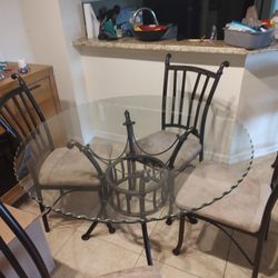 Glass Dining Table  With 4 Chairs
