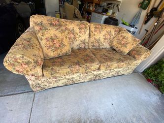 Bassett sofa, loveseat, wing back chair with ottoman