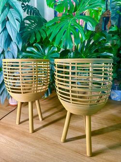 Pair of Wicker Planter Stands – Cremino Sand