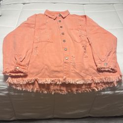 Oversized Coral Denim Jacket 