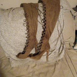 Daisy Street Thigh High Lace Up Boots Sz7