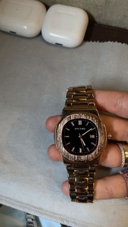 SUPER STEAL 38mm rose gold ss nautilus date style watch