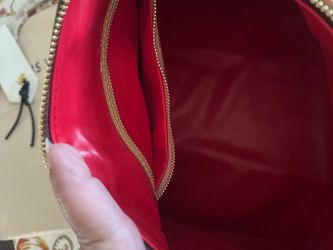 Red Interior Bag with Gold-Tone Zipper
