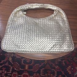 NEW ITALIAN WOVEN LEATHER BAG in GOLD