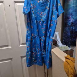 Pretty Blue Dress With Flowers