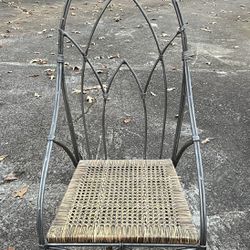 GOTHIC/CATHEDRAL STYLE IRON CHAIR /RATTAN SEAT