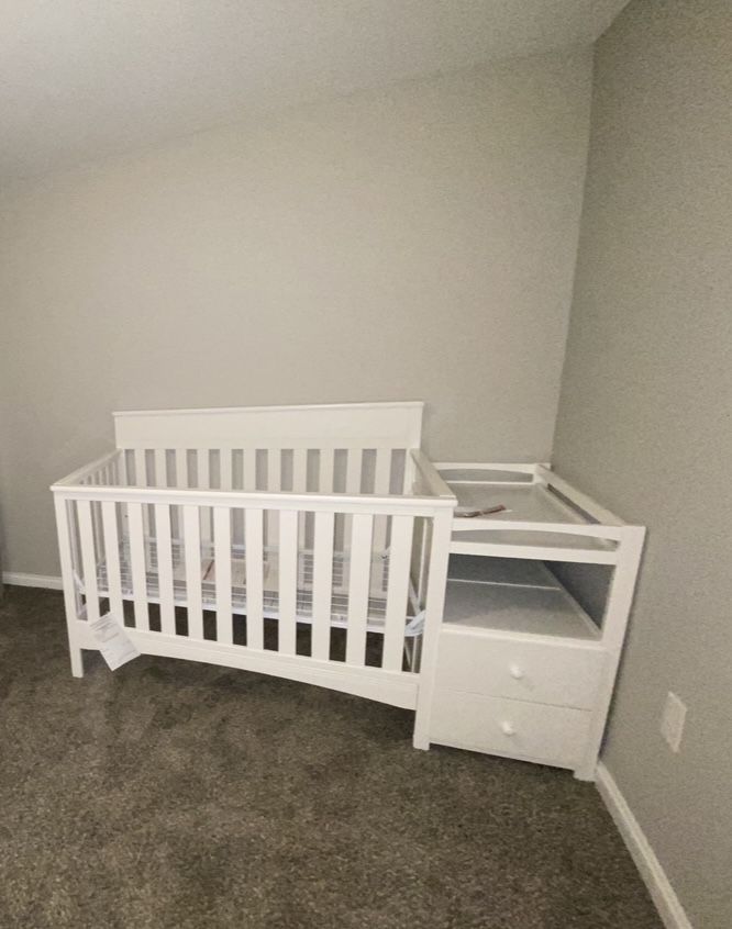 Crib with Attached Changing Table