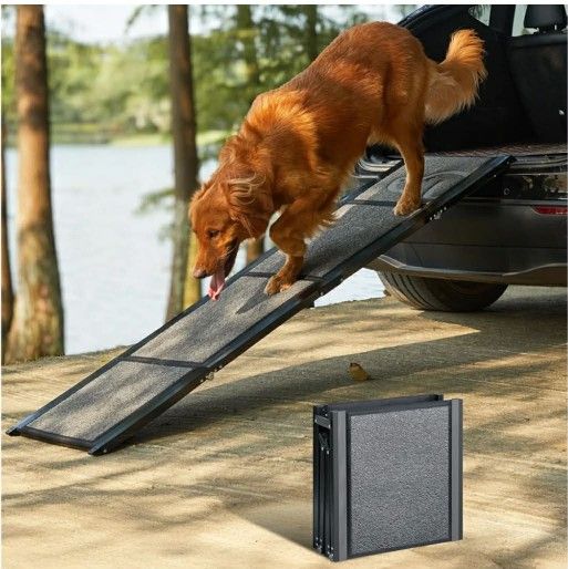 New Upgraded Dog Ramp for Car 71'' X-Long & 19.7" Wider Folding Dog Ramps for Large Dogs with Non-Slip Rug Surface Portable Doggy Ramps for SUV Car &