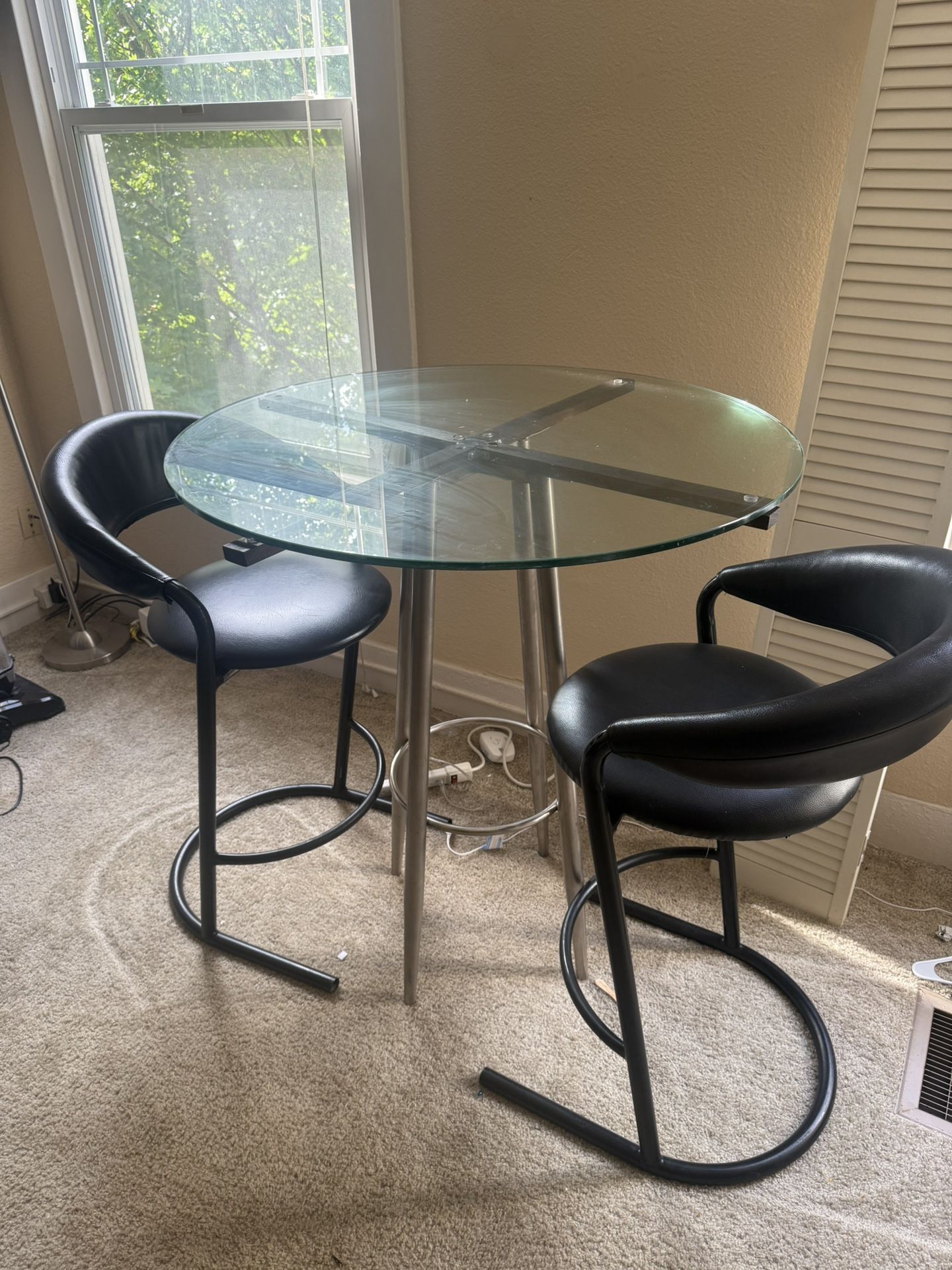 Glass High Top Table & Chairs