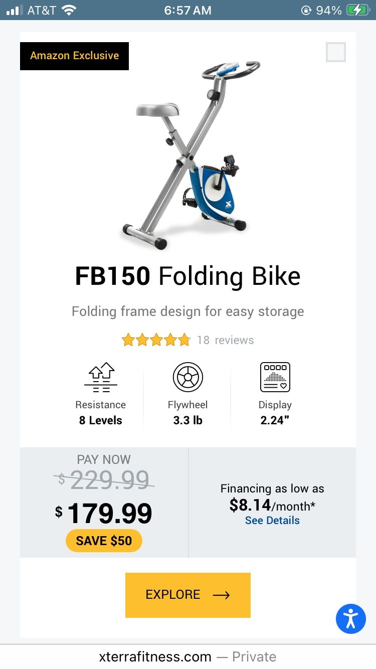 FB150 Folding Bike Folding frame design for easy storage