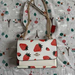Coach White Strawberry Prin Crossbody
