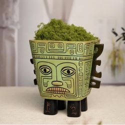 Ghost Face Planter Pots for Indoor Plants, 6 Inch Plant Pot with w, Solid