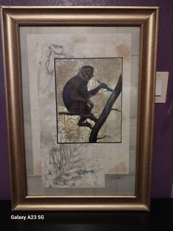 Monkey Wall Art /Gold Frame.