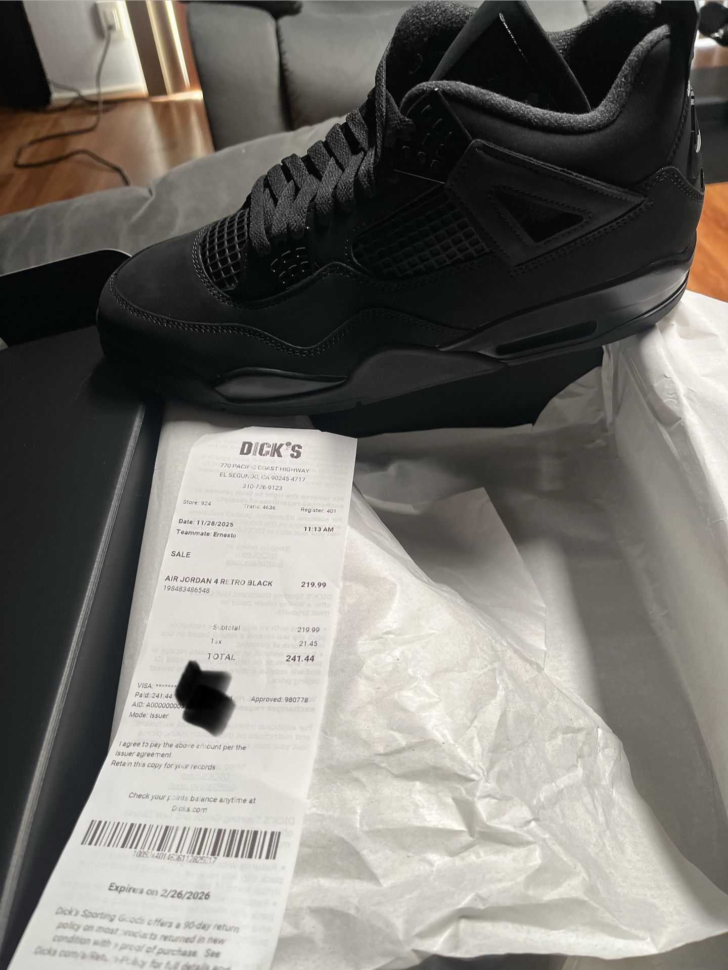 Jordan Retro 4 Black Cat