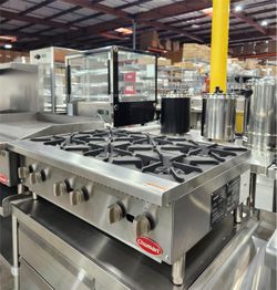 🍳MUST-HAVE! Flamaster FLM-HP36-M 36′′ NG/LPG Gas Hot Plate with Six Burners, 150,000 BTU