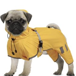XL Dog Rain Jacket with Reflective Strip Adjustable Belly Strap 