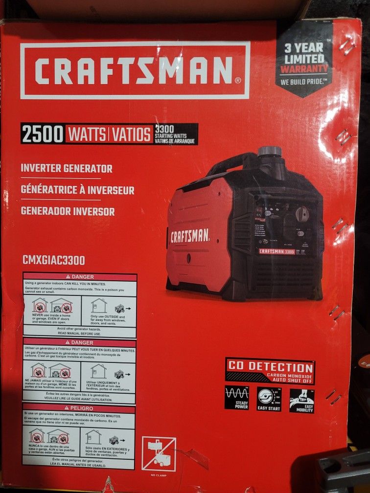 Craftsman 3300 Watt Generator, Single Fuel Gasoline, Inverter Generator CMXGIAC3300...NEW_NUEVO $750 PRECIO FIJO_FIRM PRICE