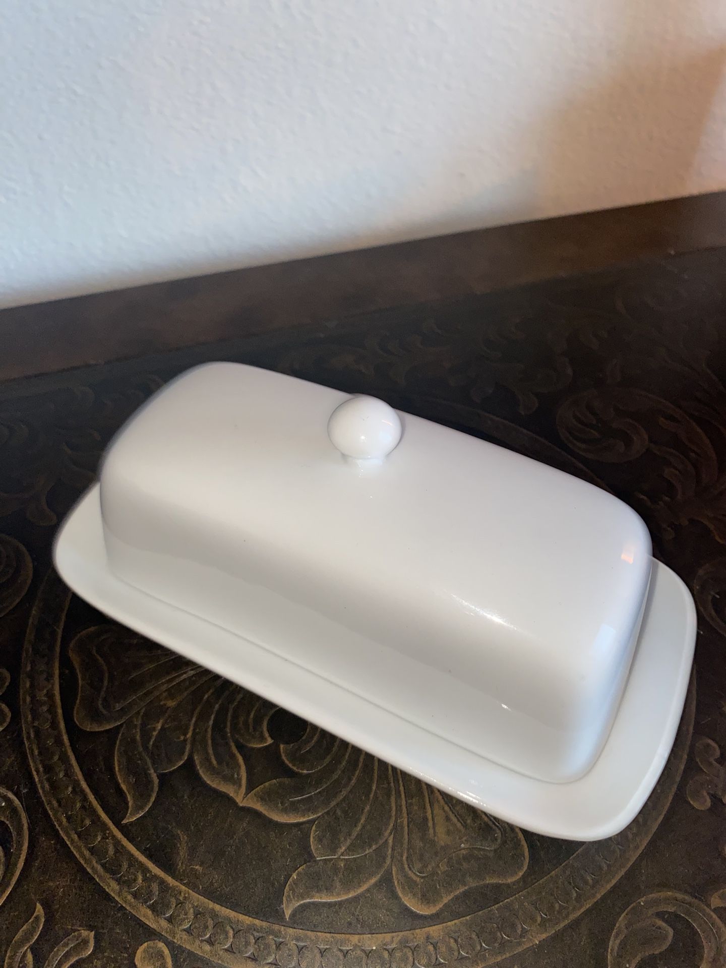 Ceramic White Butter Dish