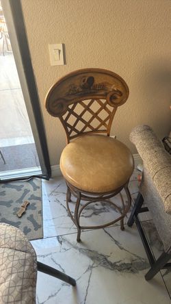 Vintage bar stool with decorative back