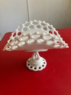 Milk glass fruit dish