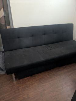 Black Fabric Futon Sofa Bed