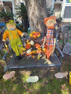 Fall Scarecrow Couple Decorations Set of 2 with wreath included adornos DE Fall PARA SU yarda