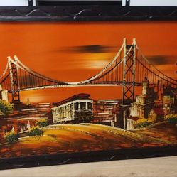 SAN FRANCISCO VINTAGE ASHBROOK PAINTING WITH WOODEN FRAME