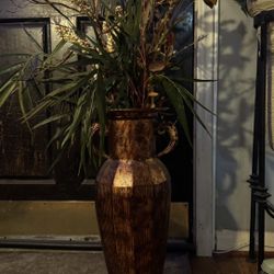 Beautiful Metal Vase Flowers Included 