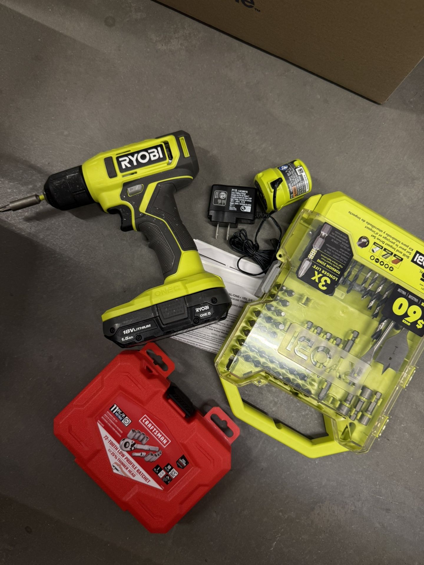 Drill Set And Assorted Tools