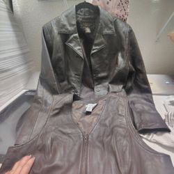 Women's Tailored Leather Vest And Jacket