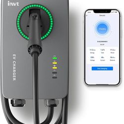 INVT Level 2 EV Charger, 240V 48 Amp Electric Car Charger, J1772 Hardwired EVSE, CSA/Energy Star, WiFi Bluetooth Enabled Indoor/Outdoor 24 Foot Cable