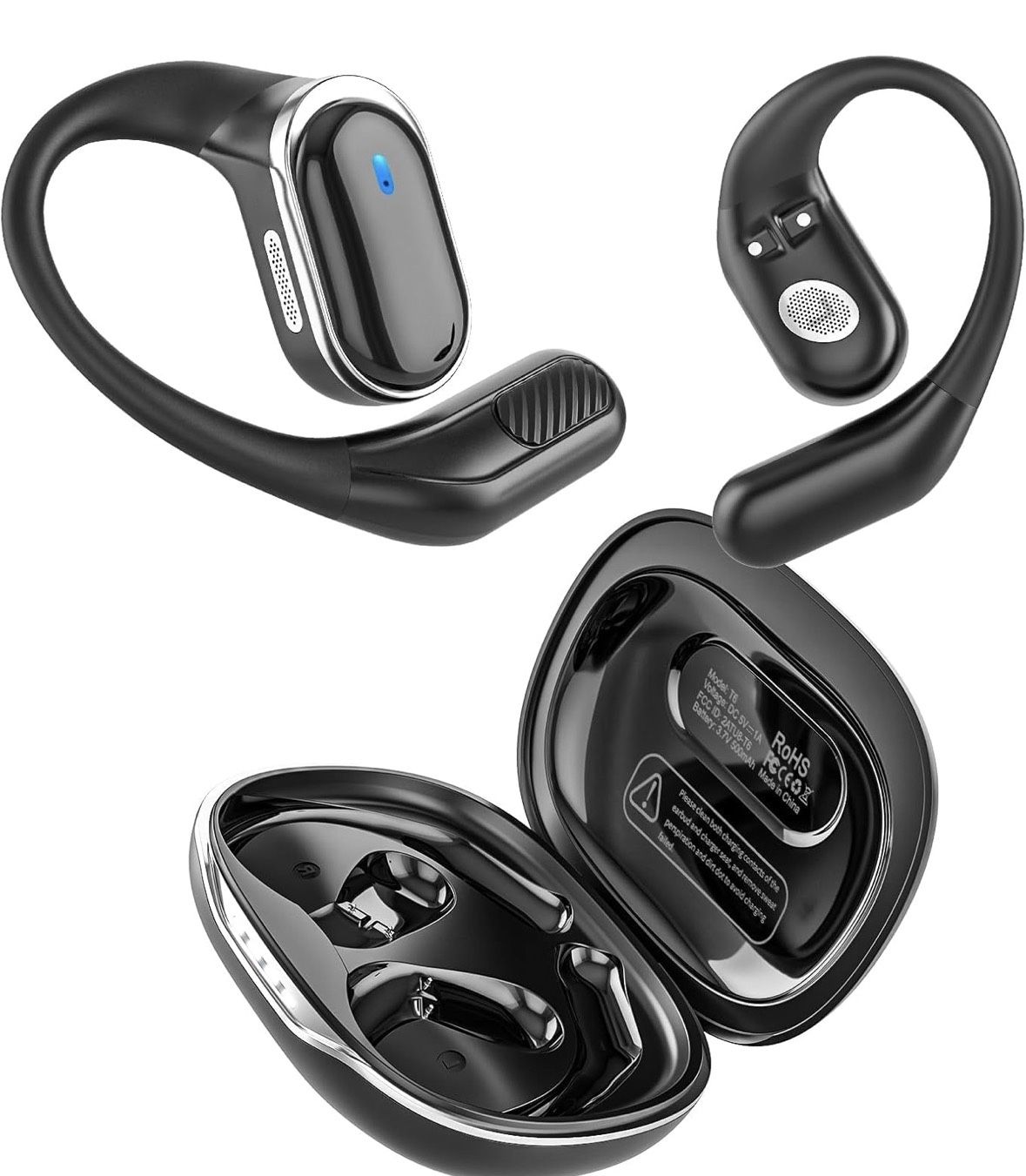 Brand New Open Ear Bluetooth Earbuds 50H Playtime BLACK