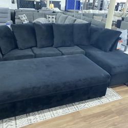 New Super Comfy All Black Sectional Sofa Couch *Ottoman Sold Separately* 