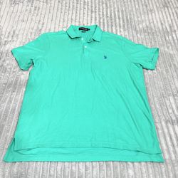 US Polo Assn Performance Pique Luxury Feel Men's XL  Polo Turquoise/Green