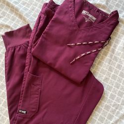 Grey’s Anatomy burgundy scrub set
