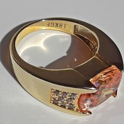 Men's Gold Filled Champagne Citrine Ring Size 9